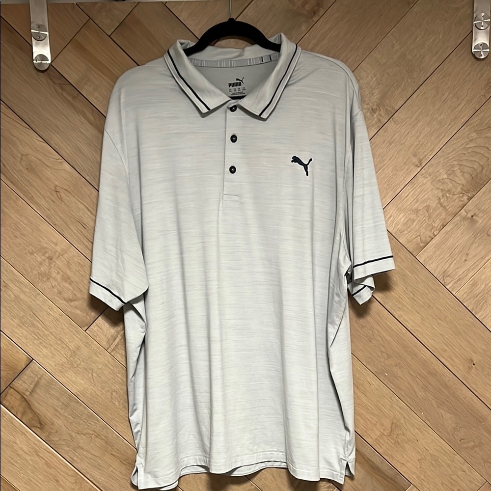 Puma Gray Polo Shirt Classic Design Short Sleeves
